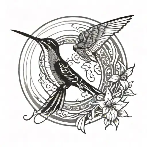 Humming Bird Inside Enso Circle