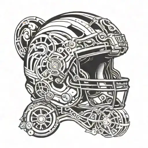 A Minimalist Design Of A Football Helmet With A Steering Wheel Integrated Into The Design