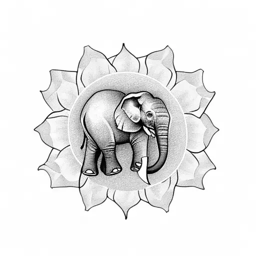 Small Elephant And Sunflower