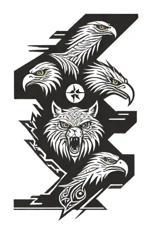 Eagle And Wolf Face