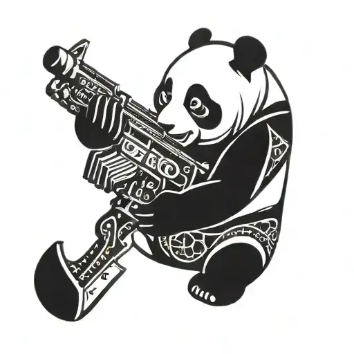 Panda Holding Machine Gun