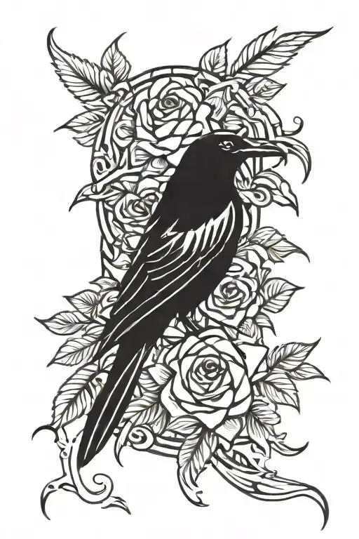 Raven And Roses
