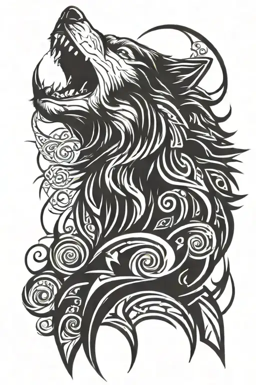 Tribal Wolf Howling