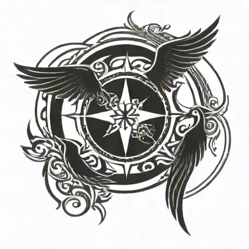 Compass Cross Wings Star Ying Yang