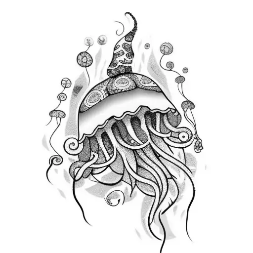 Jellyfish With Blue Patterns Of A Cat