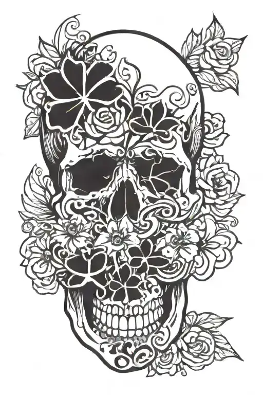 Skull With Flowers