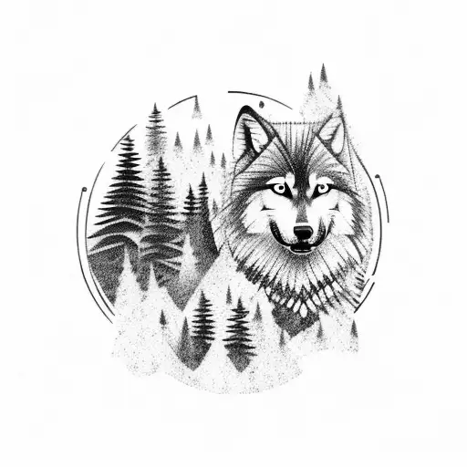 Thunderstorm Over A Forest With A Distant Wolf Howling