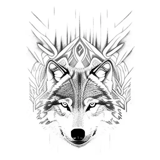 Forest Lightning Howling Wolf