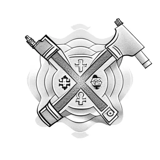 Cross With Firefighter Hat Hanging