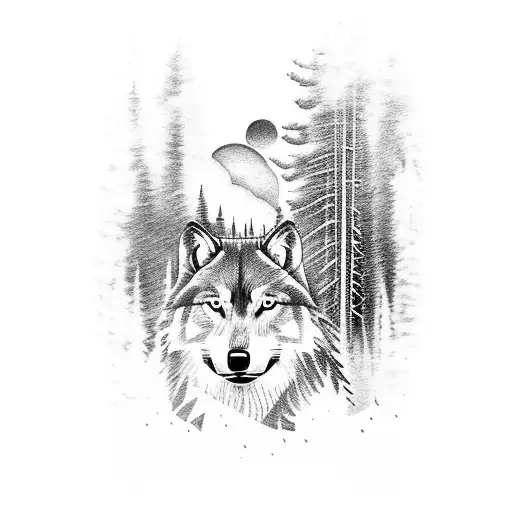 Thunderstorm Over A Forest With A Distant Wolf Howling