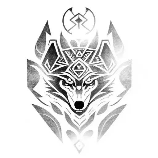 Ghost Wolf With Nordic Runes