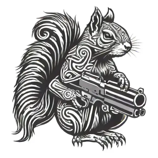 Squirrel Holding A Gun