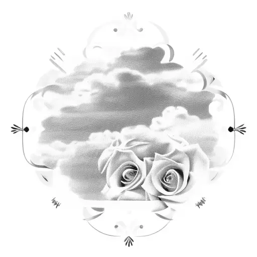 Clouds With The Date 04-07-1997 In It Filled By Roses And Barbed Wires