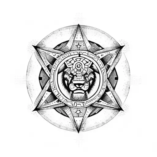 Leo Star Sign With Compas And Plan