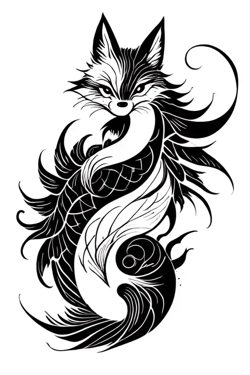Fox And Fish Ying Yang