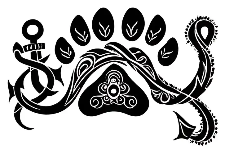 Sun Boat Anchor Plus Infinity Symbol Made Dog Paw