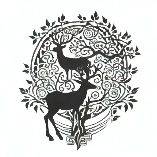 Tree Of Life And Deer