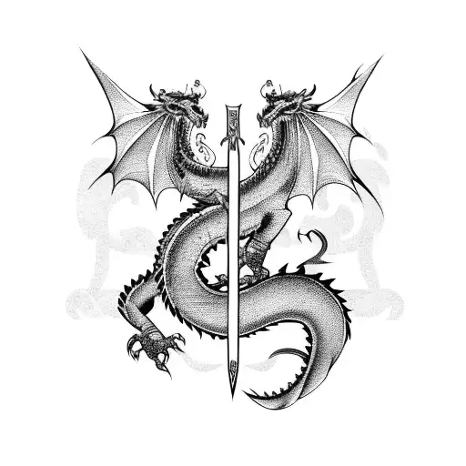 Dragon Wrapped Around Norse Spear