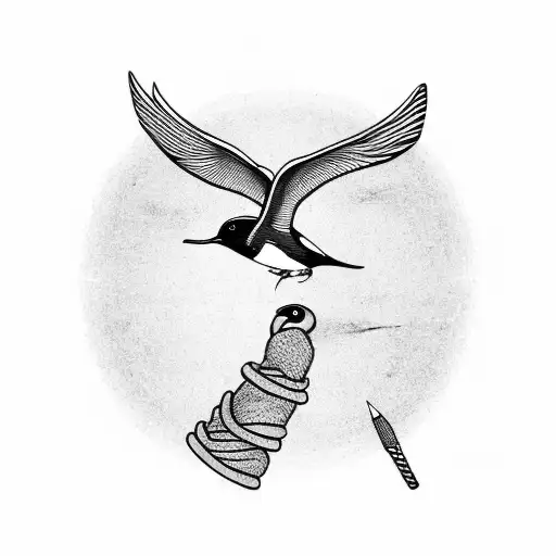 Swallow Bird With A Viking Calendar Behind