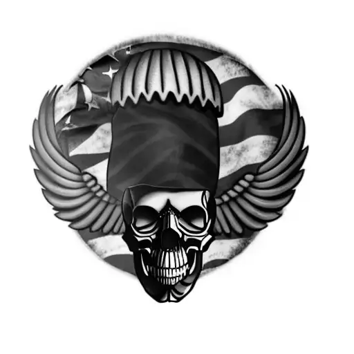 A Skull With Wings And An American Flag