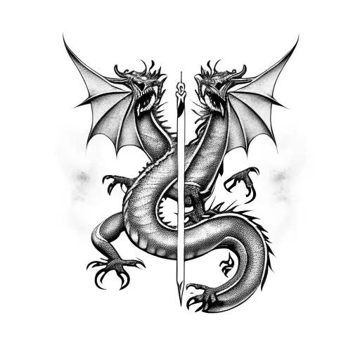 Dragon Wrapped Around Norse Spear