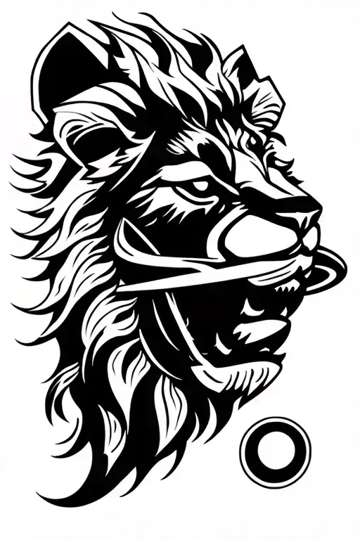 Tattoo Of Geometric Lion With Saturn Rings On Forearm
