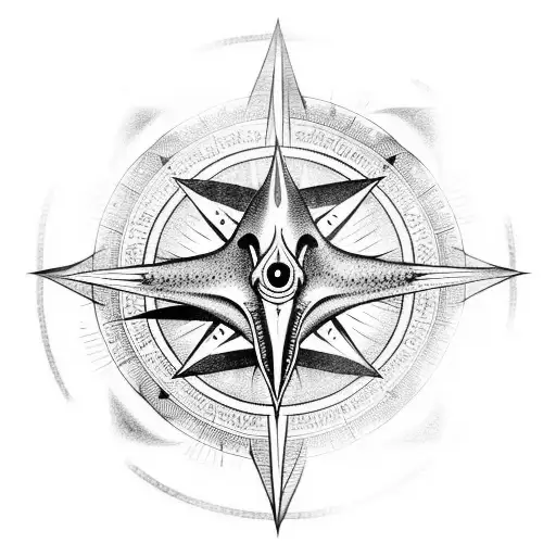 Devil Fish Inside A Compass