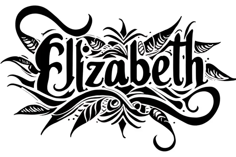Elizabeth Written In Elegant Script With Ocean Theme