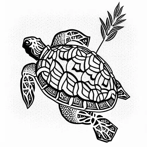 Samoan Turtle With Hibiscus