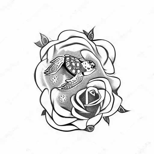 Turtle With Roses