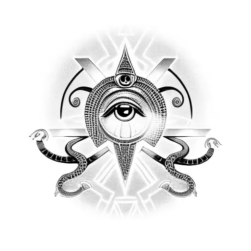 Ankh With Eye Of Horus And Kundalini Snakes