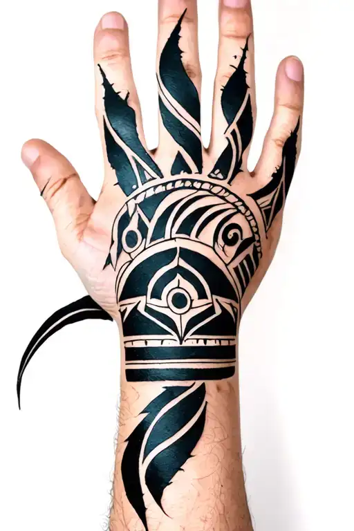 Native American Tribal Tattoo On Hand