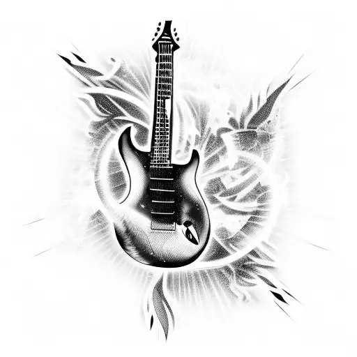 Electric Guitar Engulfed In Flames