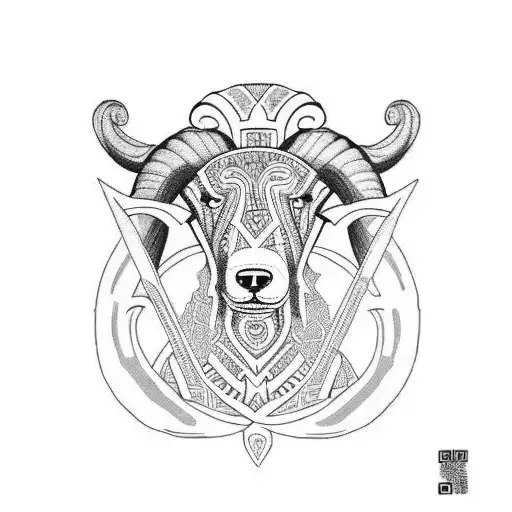 A Dog And A Ram In A Maori Style