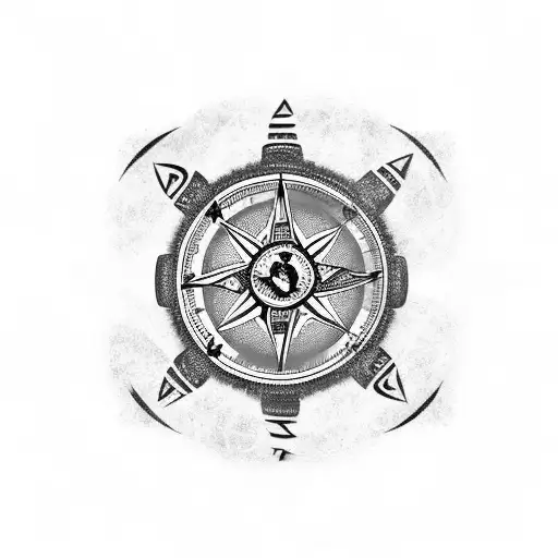 Runic Compass With Skoll And Hati Around It