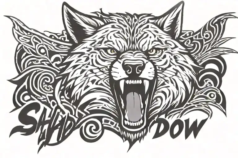 The Name Shadow-j With A Front On Angry Wolf In The Background