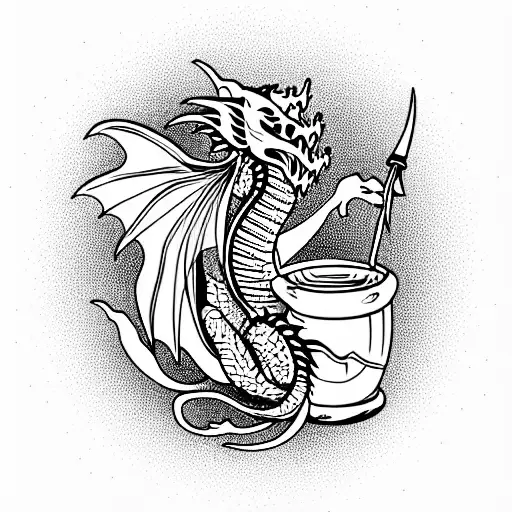 Dragon Of Greed Guarding A Pot Of Gold