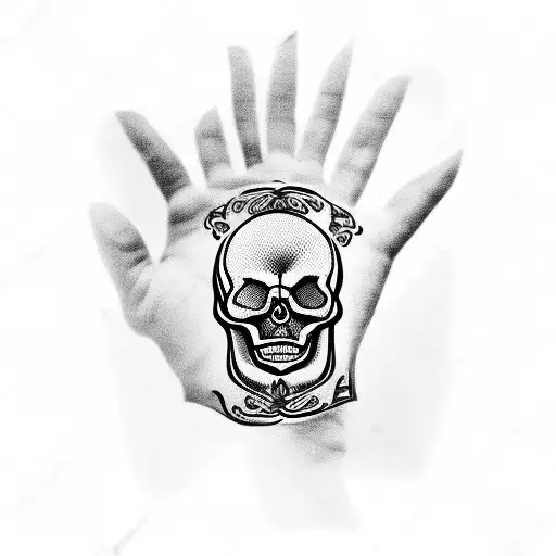 Skull And Clock On Palm Of Hand