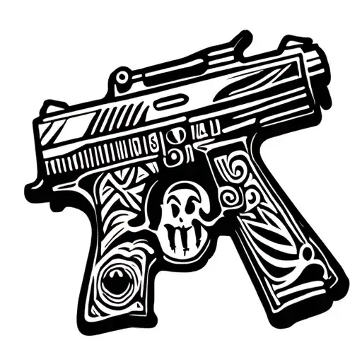 A Gun And A Smiley Dead Face