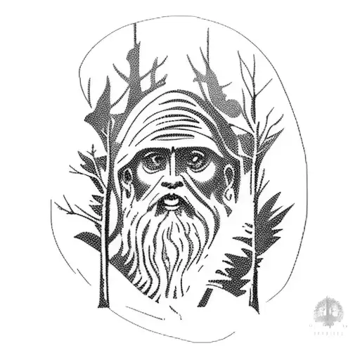 St Christopher Walking In The Forest Sillohuette