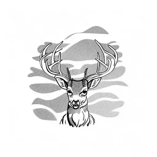 Deer With Big Horns And Forest Background
