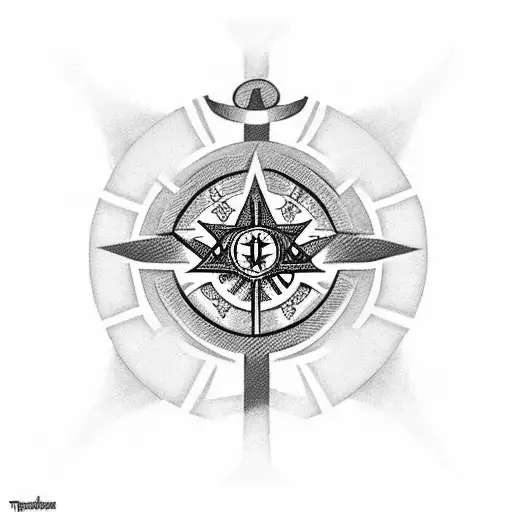 Templar Cross With Free Mason Symbol In The Middle