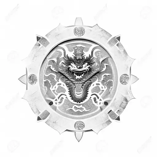 Roman Tower Shield With Black Chinese Dragon In The Centre