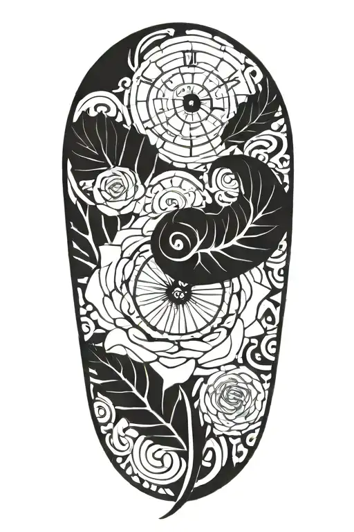 Rose Clock Tribal Silver Fern