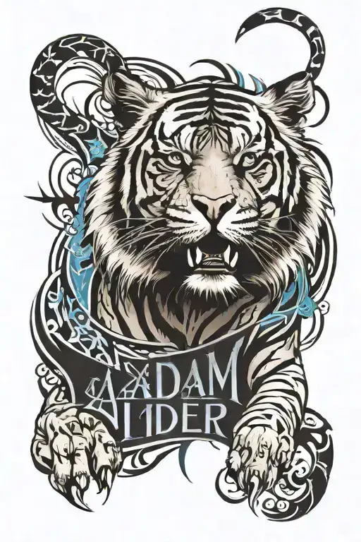 Tiger With The Name Adam And Blue Eyes For Tiger Surrounded