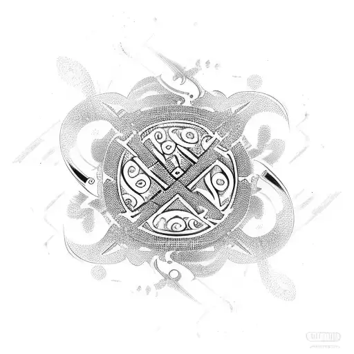 A Wine Glass Filled With Swirling Patterns Forming The Inguz Symbol And Two X's