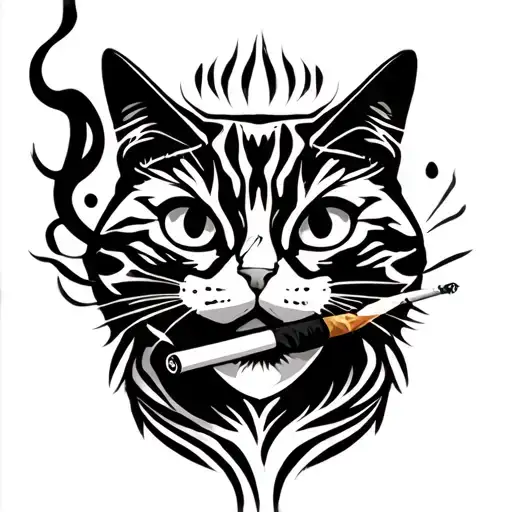 Punk Cat Smoking Cigarette