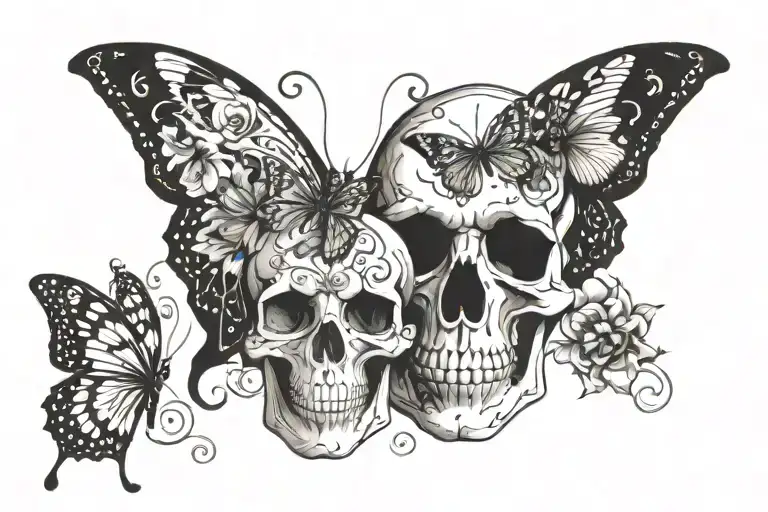 Butterfly And Skull With Memento Mori Memento Vivere