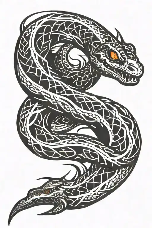 Snake With Fire Flames