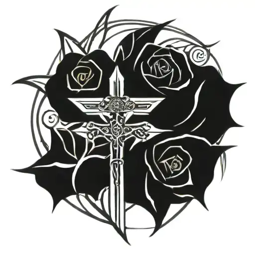 Crucifix Rose Wrapped Round